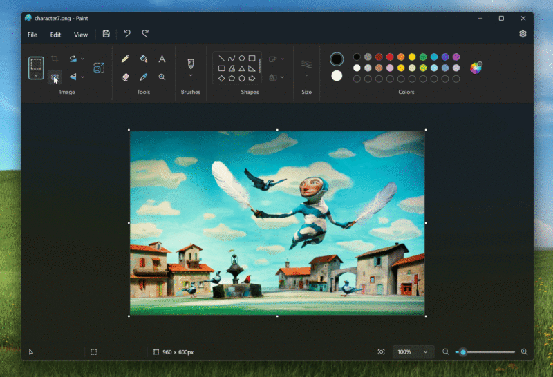 A gif shows Microsoft Paint's new background removal tool in action.