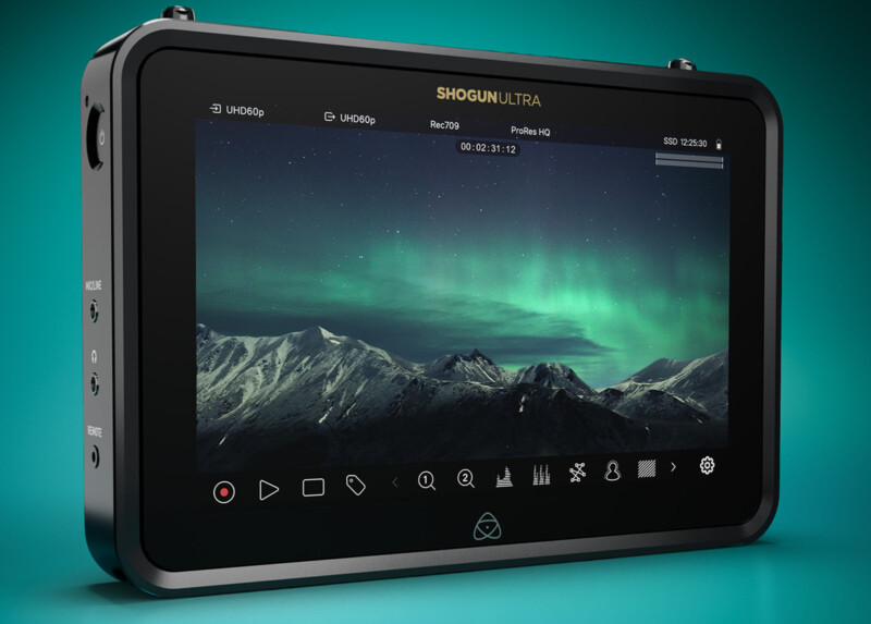 The Atomos Shogun Ultra is shown at an angle against a white background.