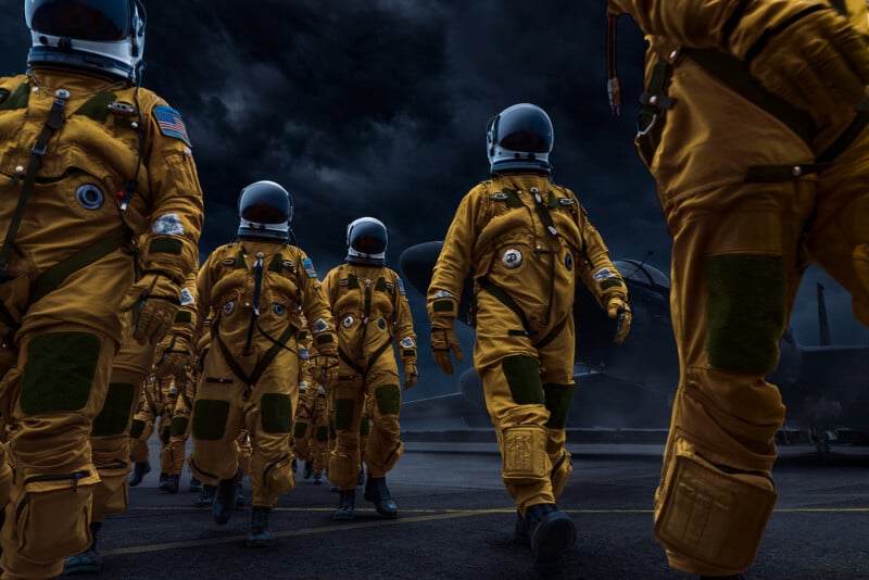 Pilots of the U2 Dragon Lady spy plane photographed by Commercial Photographer Blair Bunting. The image is part of the series "Photoshoot at the Edge of Space," in which Bunting did a photoshoot above 70,000 feet while in a spacesuit.