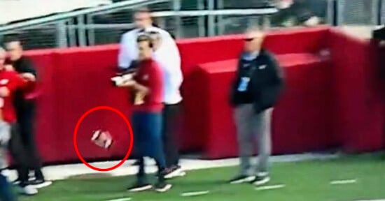 Sports photographer hit in the groin at football game