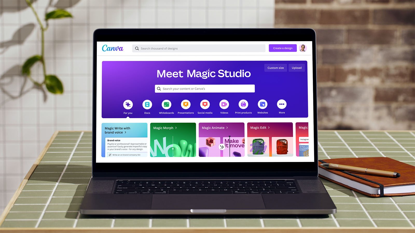 Canva's Magic Studio on a laptop screen.