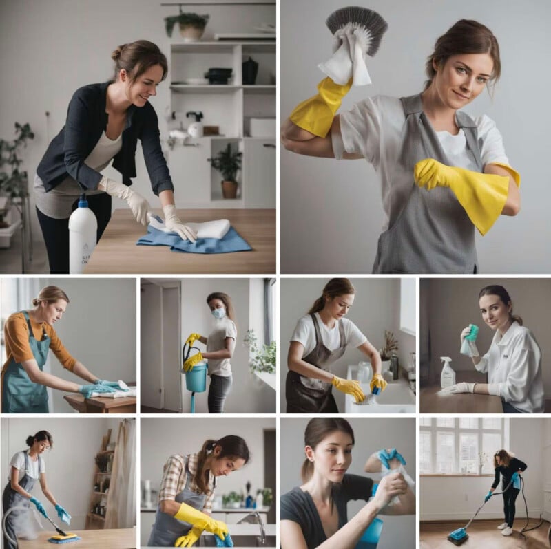 AI image of someone cleaning. 