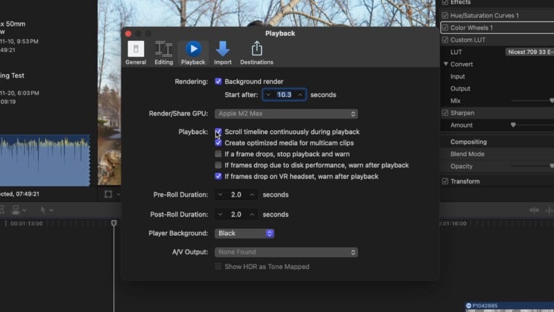 Final Cut Pro for Mac settings