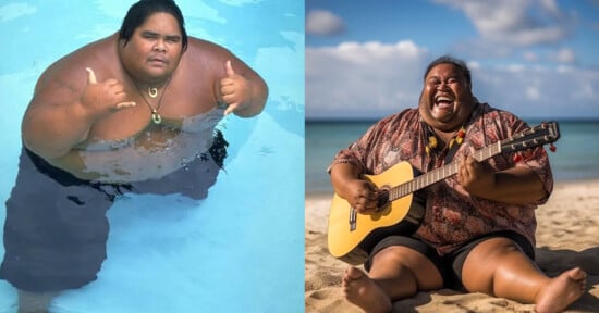 A real photo of Israel Kamakawiwoʻole and a fake one