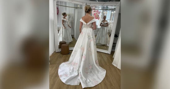 iPhone glitch wedding dress photo