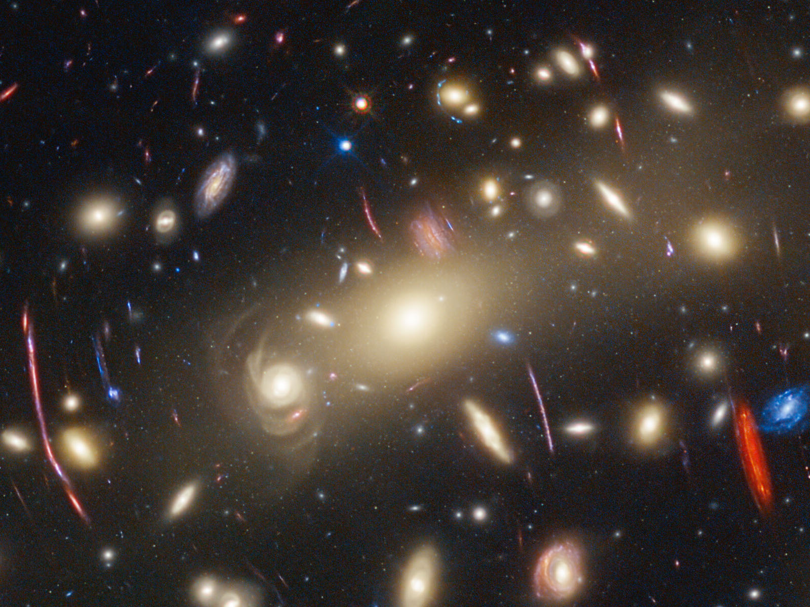 Hubble and Webb composite image of MACS0414 galaxy cluster