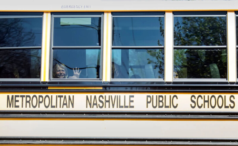 Child crying on bus after Nashville shooting