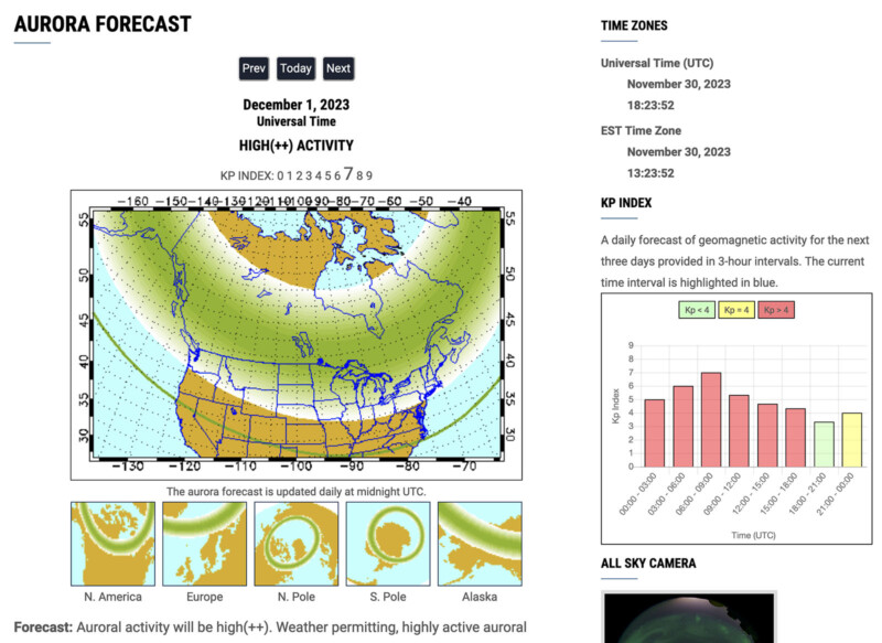 Northern lights could be arriving on December 1, 2023