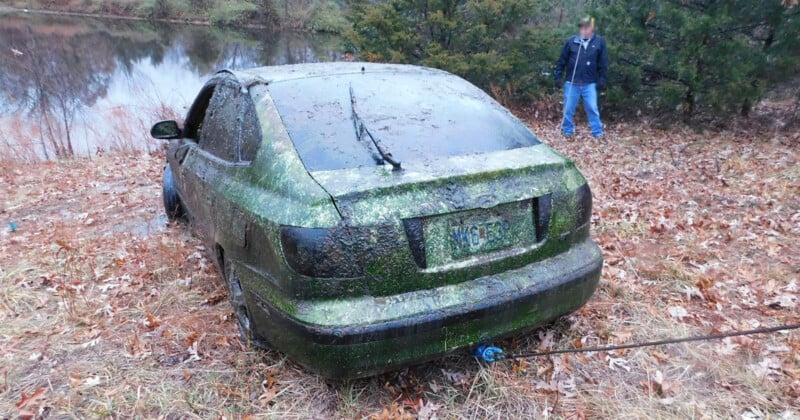 Car recovered from pond