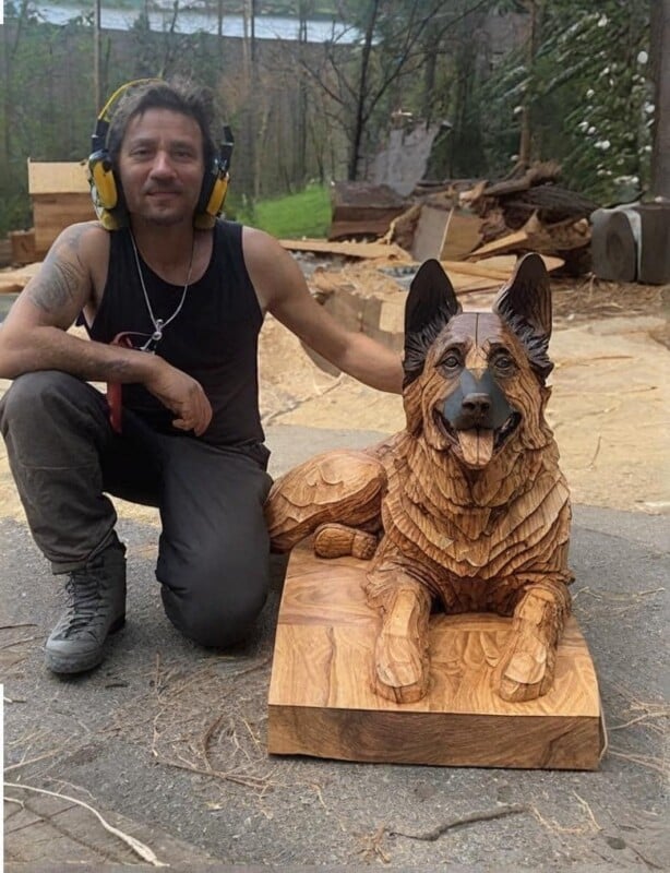 ai-generated image of man with carving of dog keeps going viral