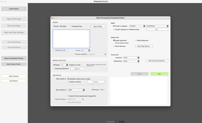 A screenshot of Photomatix HDR processing software.