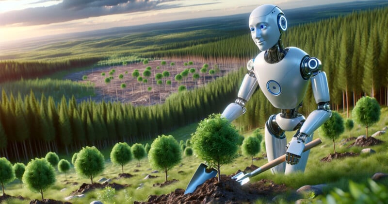 AI robot plants trees