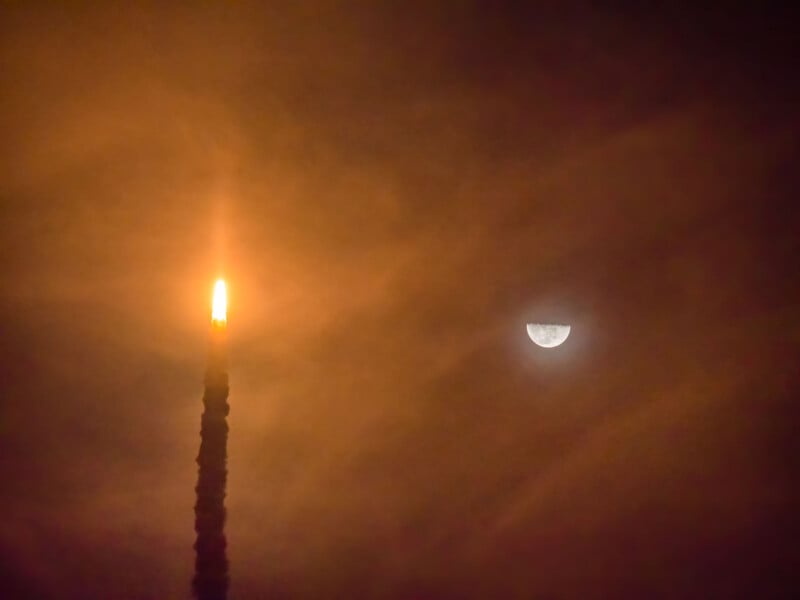 Rocket going past the Moon