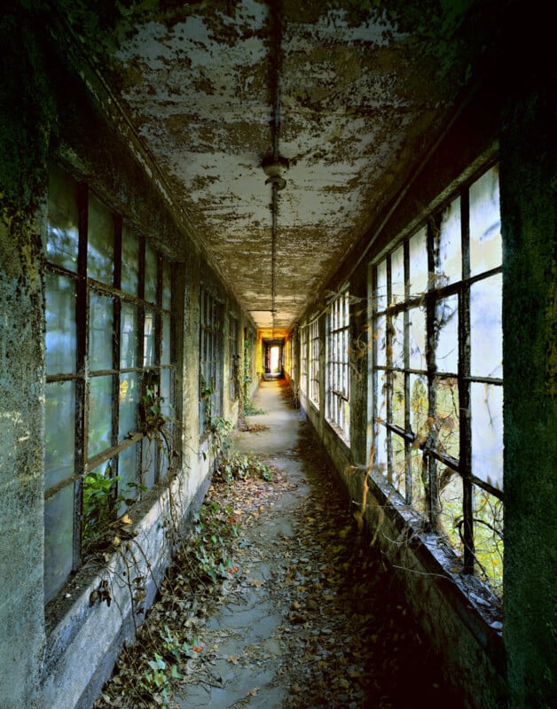 A hallway in an abandoned medical ward on Ellis Island.