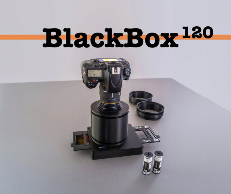 The BlackBox 120 sits on a gray table.