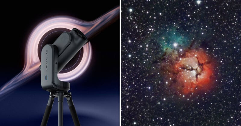 Unistellar Odyssey smart telescope -- product image and sample image