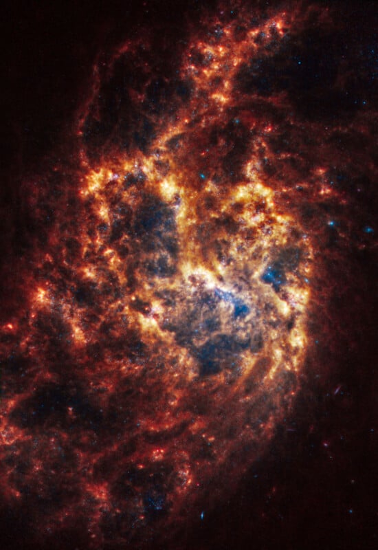 JWST PHANGS collaboration releases 19 images of nearby spiral galaxies. 