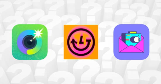 Logos for the apps Dispo, Lapse, and Later Cam.