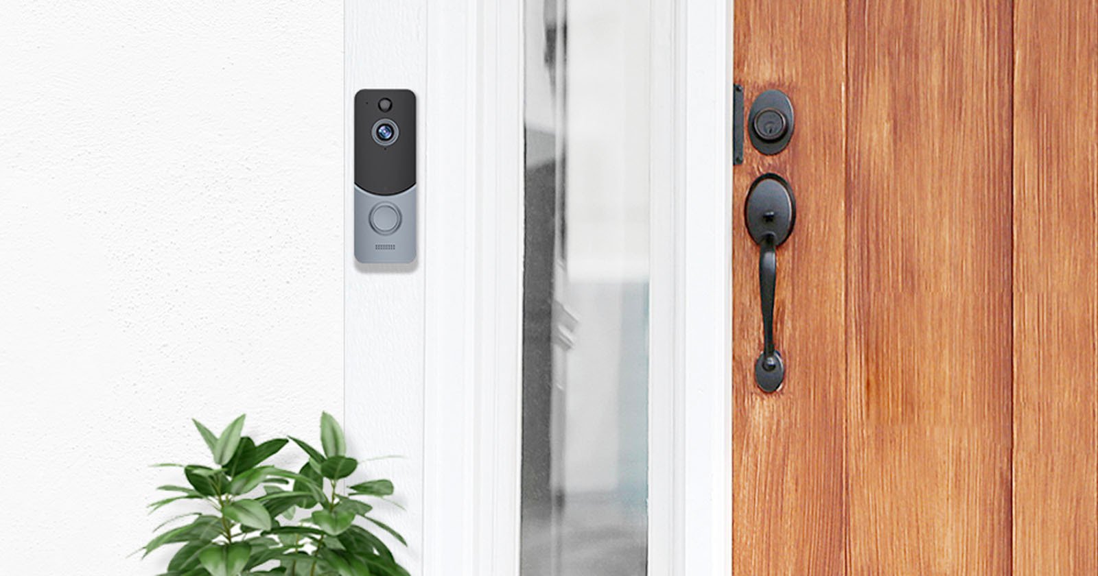 Rendering of an Eken smart doorbell.