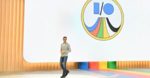 Google CEO Sundar Pichai on stage.