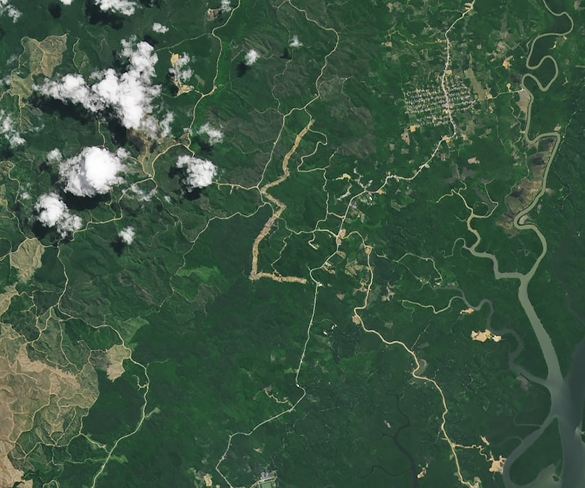 Before: A satellite photo taken by NASA Space Observatory shows what the future capital of Nusantara looked like when it was still a jungle, april 2022