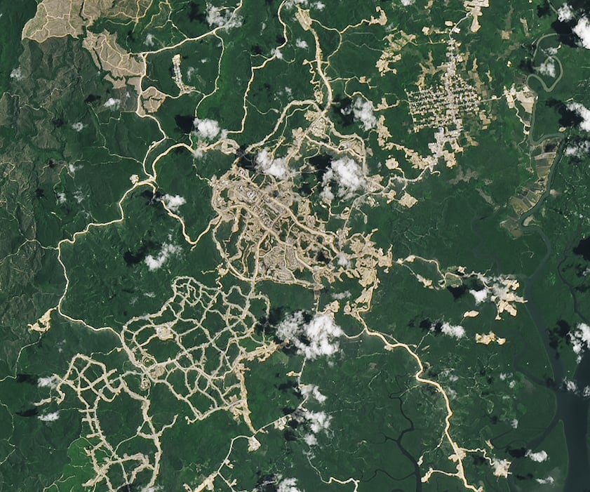 New satellite photos taken by NASA Space Observatory show the world's newest capital city of "Nusantara" in Indonesia emerging on February 19.