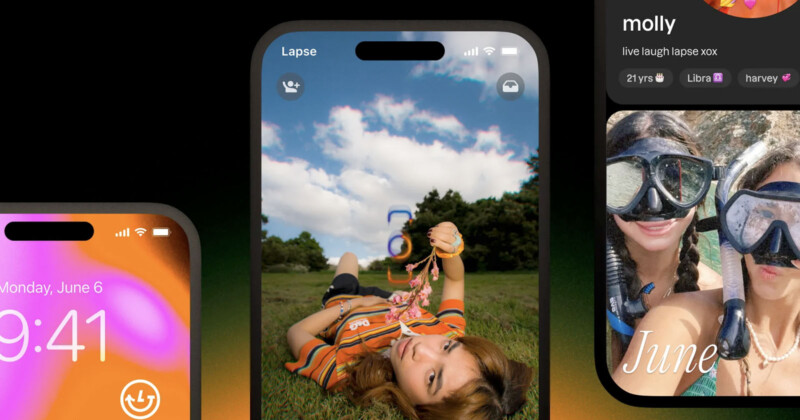 Screenshots of the Lapse app.
