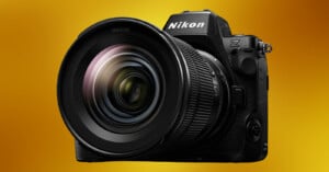 Nikon Z8 mirrorless digital camera on a gold background