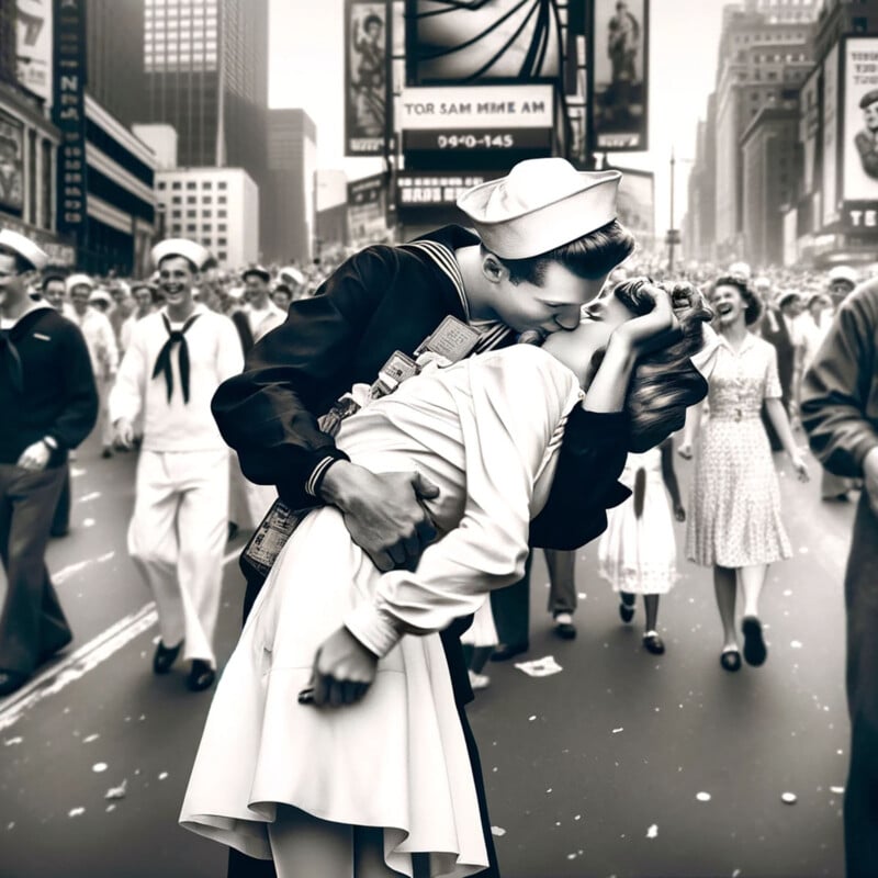 AI recreation of Times Square kiss