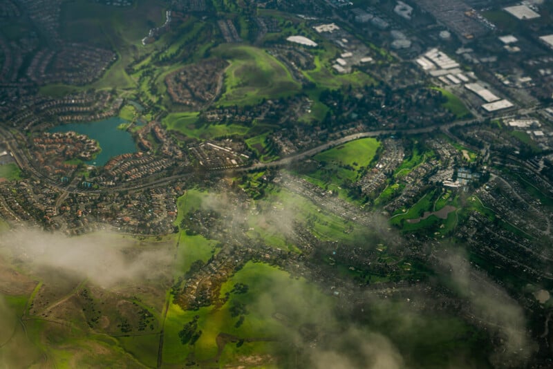 Graham Washatka aerial lansdcape photo, farmland from above. Green. 