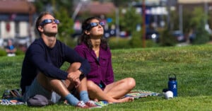 People watching an eclipse