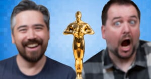 Chris and Jordan with an Academy Award