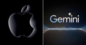 Apple logo and Google Gemini logo