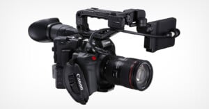 Canon EOS C500 Mark II cinema camera, seen from a front-side angle