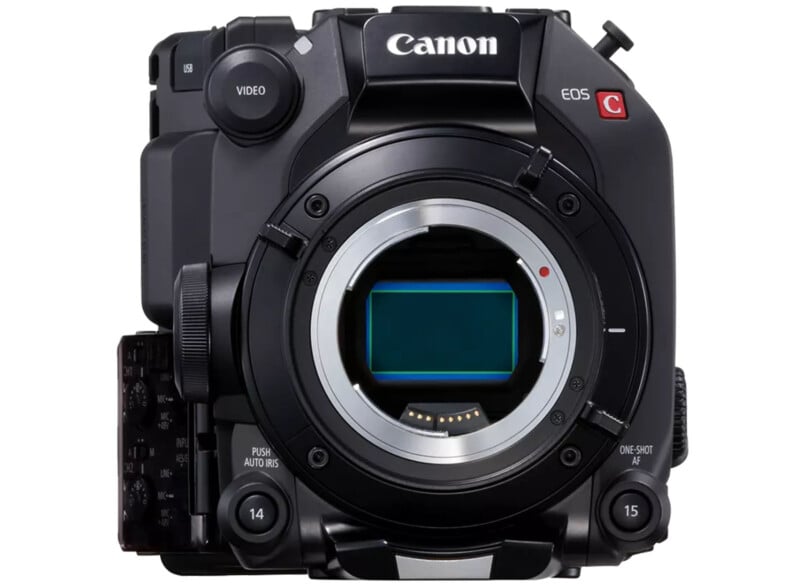 Canon EOS C500 Mark II cinema camera, seen from the front