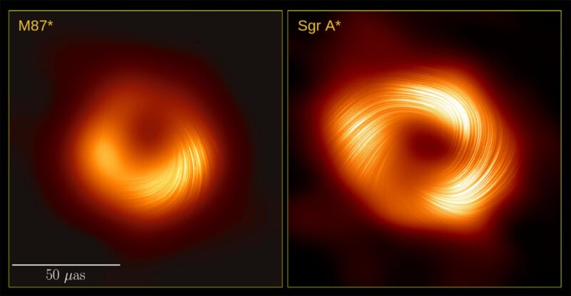 Event Horizon Telescope Collaboration Sagitarrius A* supermassive black hole at center of Milky Way galaxy compared to the supermassive black hole at the center of Messier 87, M87*. 