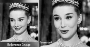 EMO engine AI audio sync comparison of Audrey Hepburn