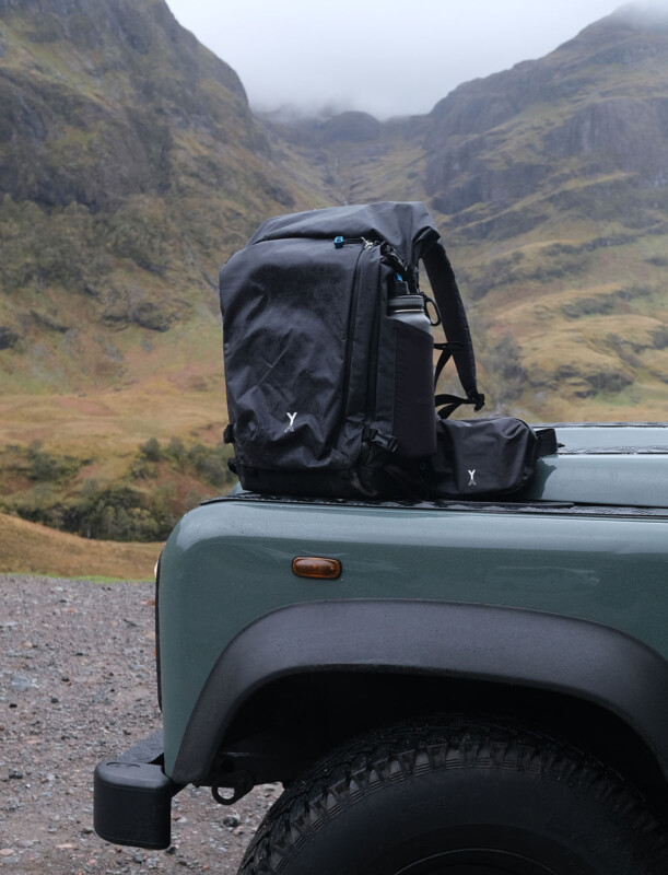The Fjord 50-C backpack on a car.