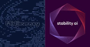 Midjourney logo and Stability AI logo
