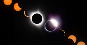 A total solar eclipse, composite image