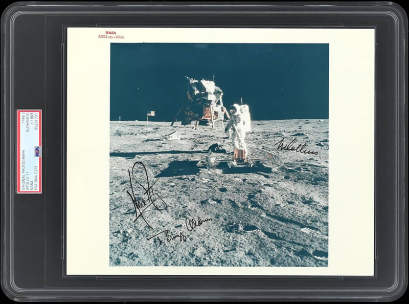 A signed photo of the moon landing.