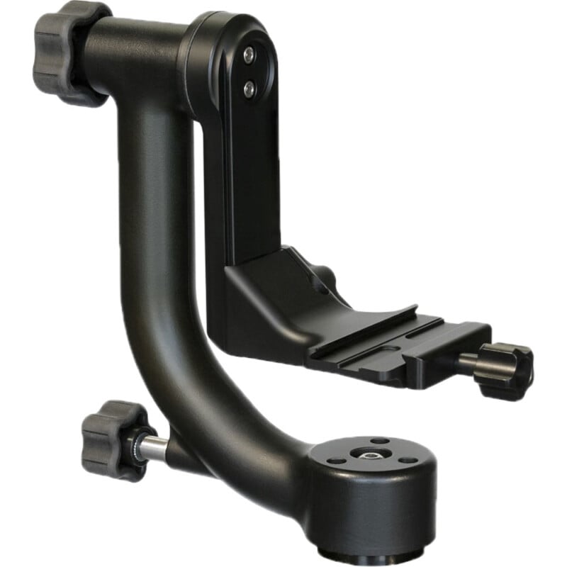 A black adjustable mechanical arm with multiple joints and a mounting bracket, isolated on a white background.
