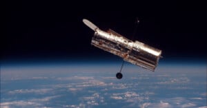 Hubble Space Telescope floating in space