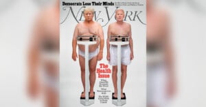 Magazine cover featuring two men standing on scales in their underwear, resembling politicians. The title reads "The Health Issue." The headline mentions "Democrats Lose Their Minds" and the subtext covers topics including 2020 forecasts, mammograms, and racial cancer prognosis.