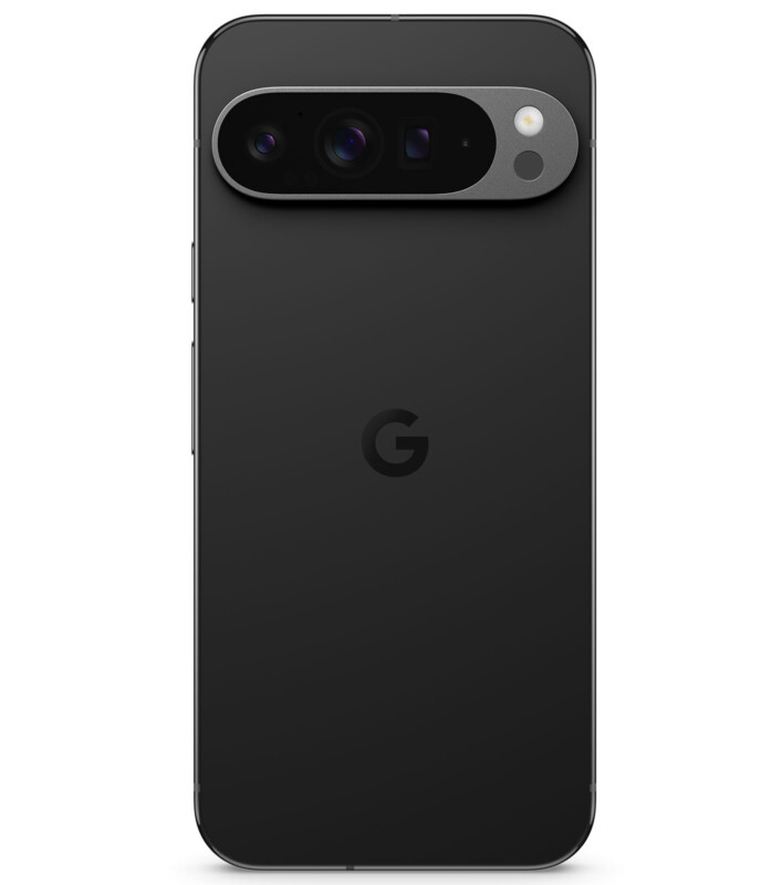 A sleek black smartphone with the "G" logo in the center of the back. The device features a horizontal camera bar at the top containing multiple lenses and a flash. The edges of the phone are slightly curved.