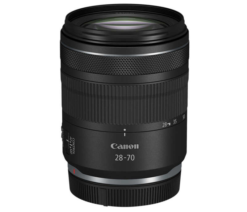 A Canon 28-70mm camera lens with a black body, featuring a rubber grip and various markings on the lens barrel. The lens has multiple adjustment rings and displays the Canon logo prominently along with the focal length range of 28-70mm.