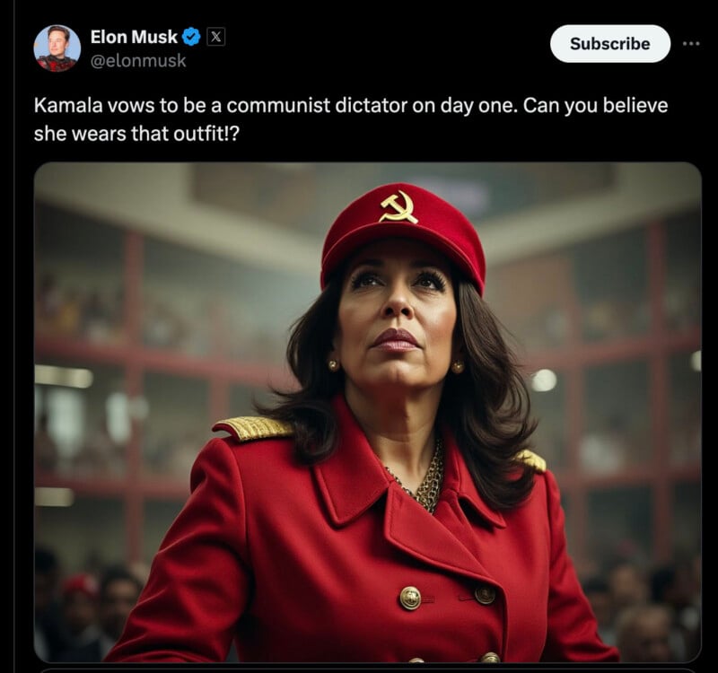  "Kamala vows to be a communist dictator on day one. Can you believe she wears that outfit!?.