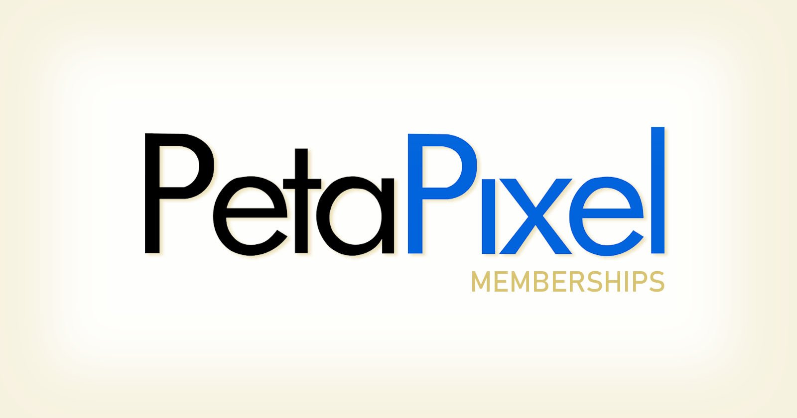 The image features the PetaPixel logo. The word "Peta" is in black, and "Pixel" is in blue. Below "Pixel," the word "MEMBERSHIPS" appears in light brown. The background is a soft, light beige.