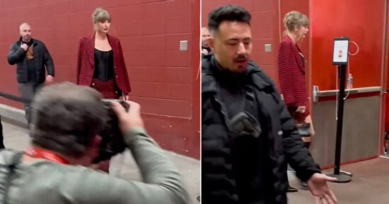 Taylor Swift's Security Guard Yells at Photographers to Stand Up upskirting