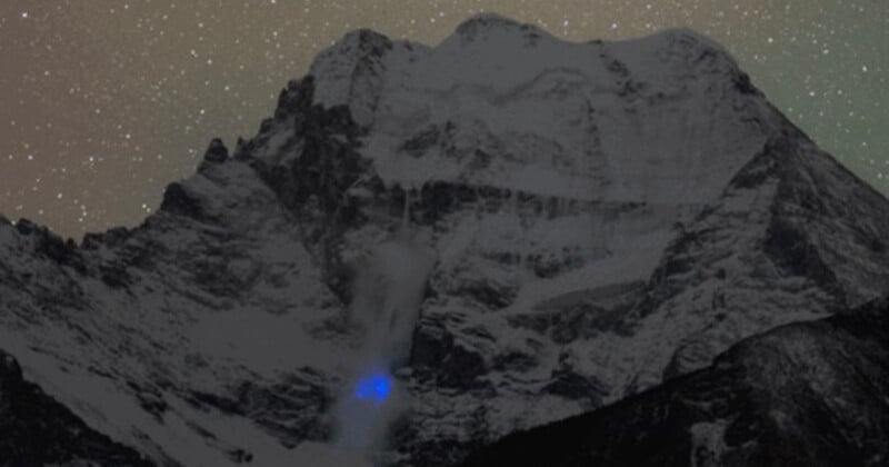 Photographer Captures Mysterious Blue Gentle Throughout Avalanche